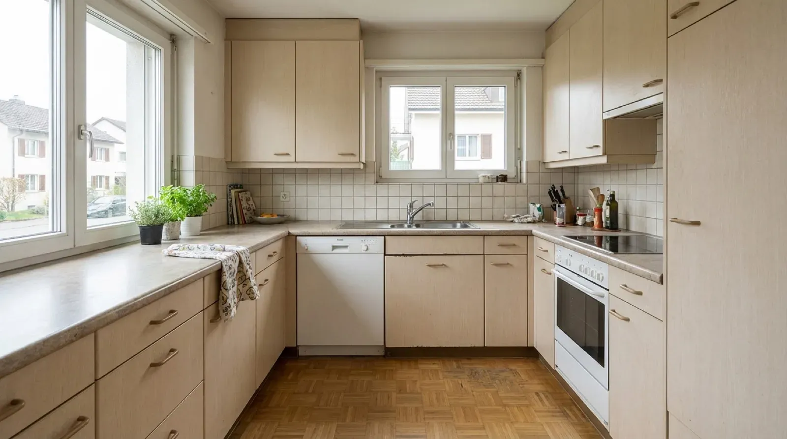Cuisine avant et après la rénovation – Existant