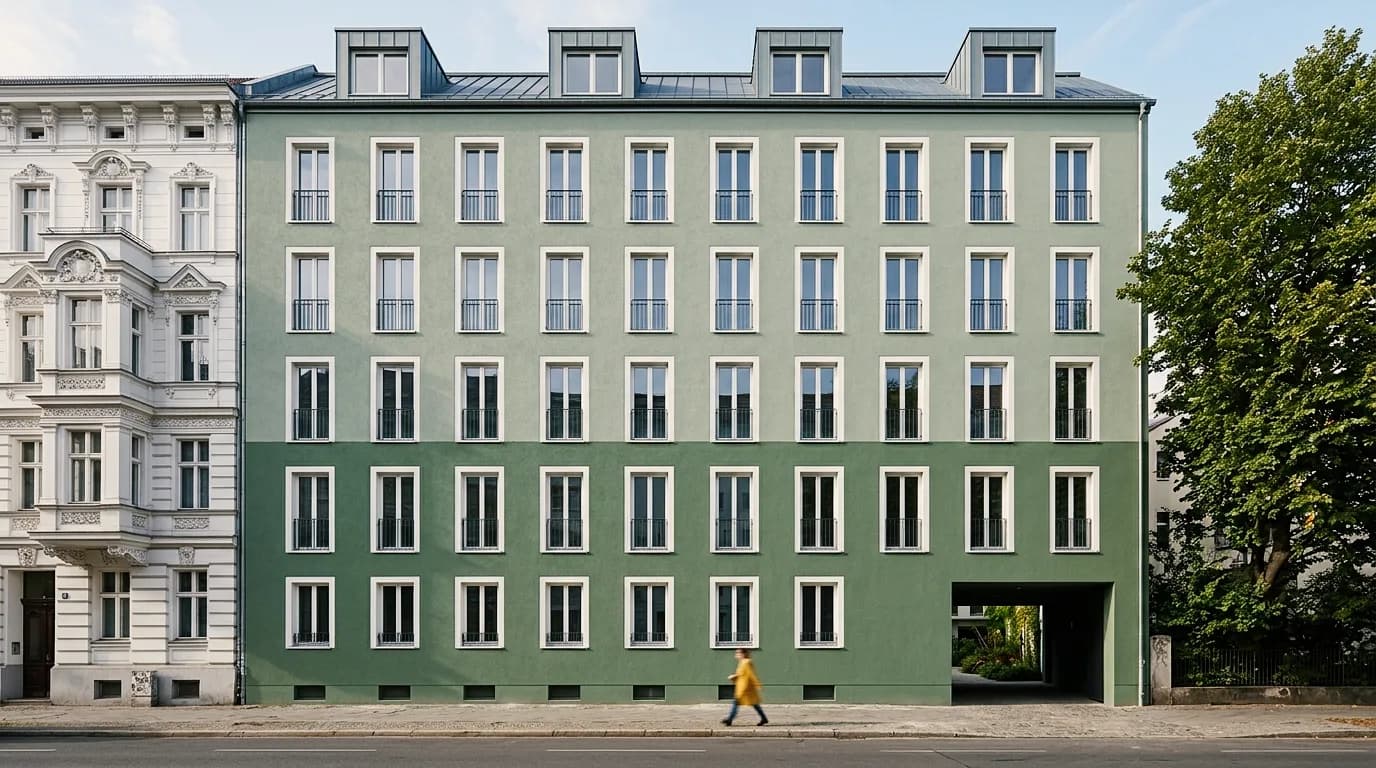 Façade urbaine près d'un immeuble ancien – Visualisation